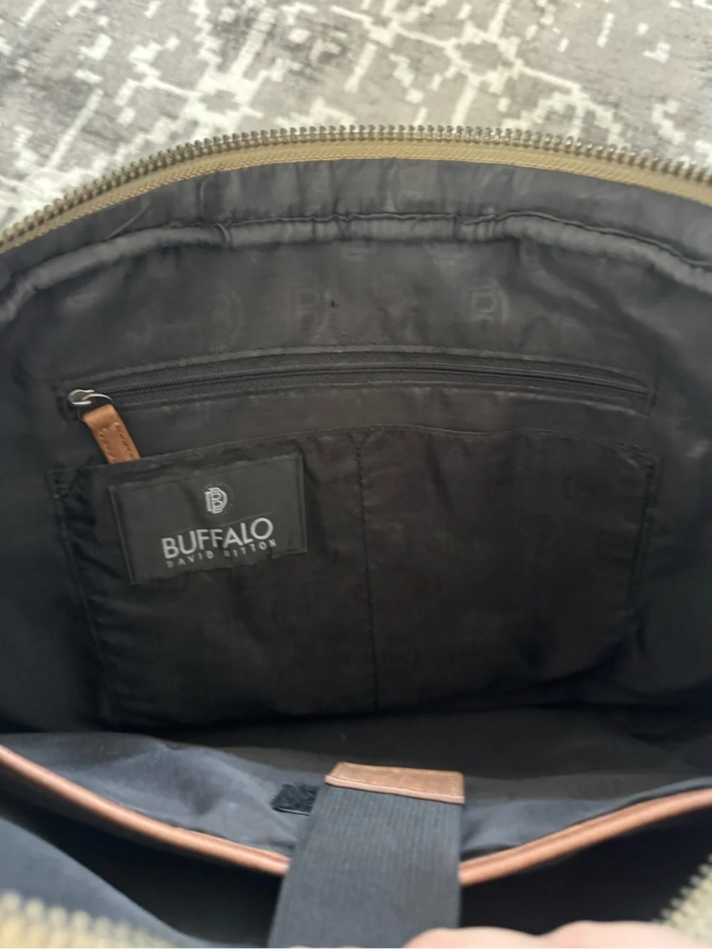 Buffalo David Bitton Olive and Brown Canvas Messenger Bag